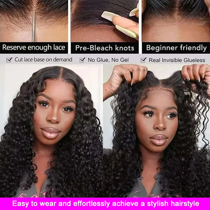 5x5 Glueless Wigs Human Hair Ready To Wear Deep Wave 13x4 13x6 Hd Lace Front Human Hair Wig Transparent Water Wave Curly Wigs