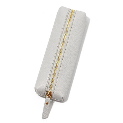 Travel Luxury PU Leather Engrave Name Cosmetic Bag Zipper Fashion Small Make Up Bag Business Pen Pouch Versatile Storage Bags