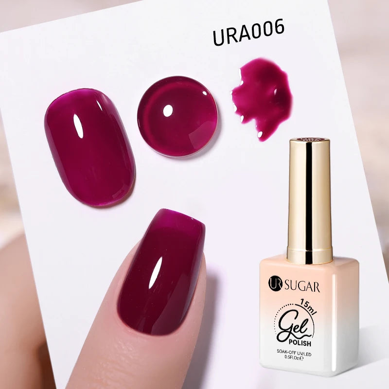 UR SUGAR 15ml Gel Nail Polish Neon Blue Red Green Pastal Nude UV/LED Soak Off No Wipe Nail Gel Polish Suitable For Summer Autumn