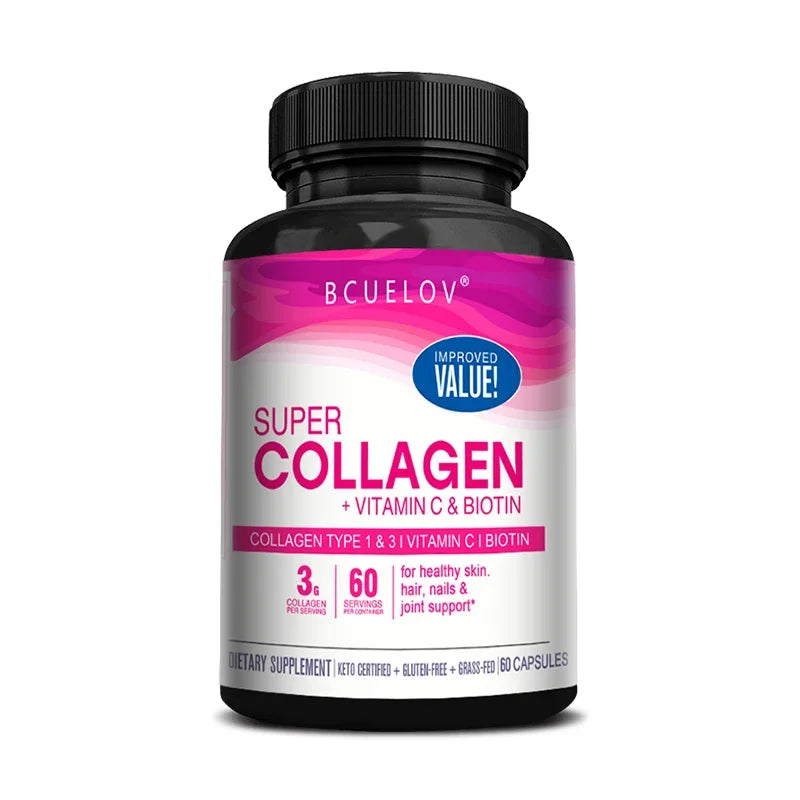 Super Collagen + Vitamin C & Biotin - Skin, Hair & Nails Supplement with Antioxidants Anti-Aging Immunity Boosting Joint Support
