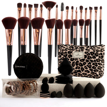 47Pcs Professional Makeup Brushes Set Beauty Tools Kit Portable Travel Cosmetic Bag Puff Toiletry Makeup Accessories Set