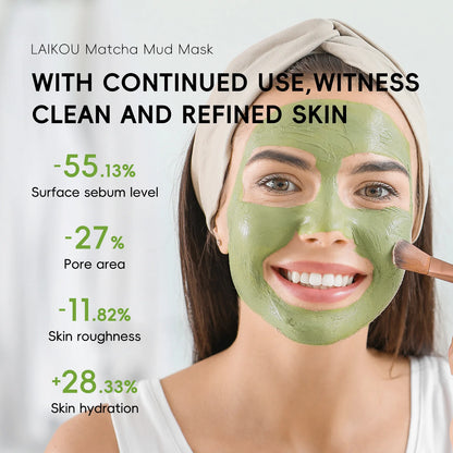 LAIKOU Longjing Matcha Mud Mask Refreshing Hydration & Moisturisation Removal Blackhead Clay Oil Control Deep Cleaning Mask