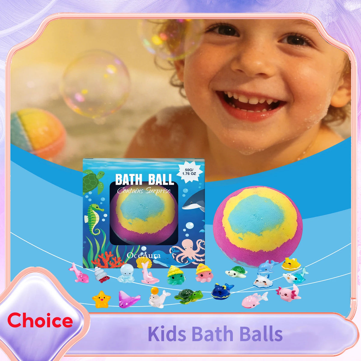 Kids Bath Bombs Balls Deep Cleaning Moisturizing Refreshing Skin Stress Relief Easy to Rinse Non-irritating Sea Salt Bath Bombs