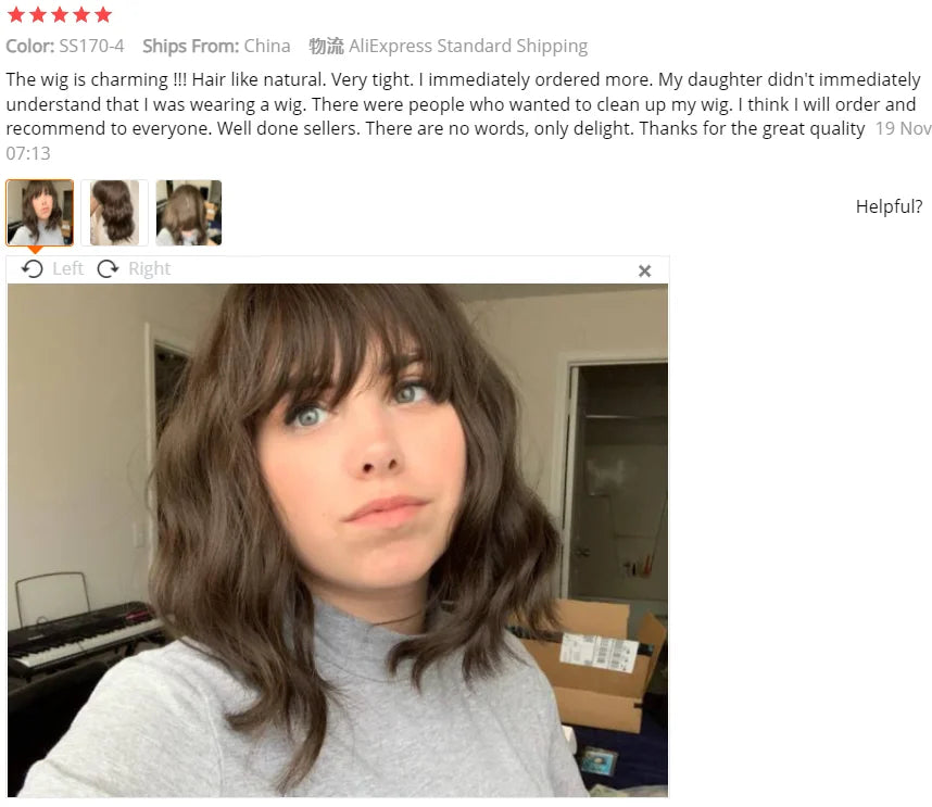 Short Bob Synthetic Wig Ombre Brown Wavy Hair Wigs With Bangs for Black Women Medium Cosplay Daily Natural Hair Heat Resistant