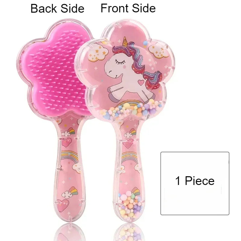 1pc Flower Shape Comb Beauty Makeup Comb with Long Handle for Kids Girls Makeup Hair Brush Children Hairbrush Combs