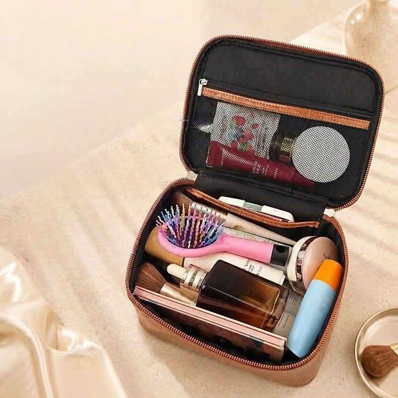 Embossed Makeup Bag Large Capacity Waterproof Travel Toiletry Bag Fashion Portable Women Cosmetic Storage Organizer