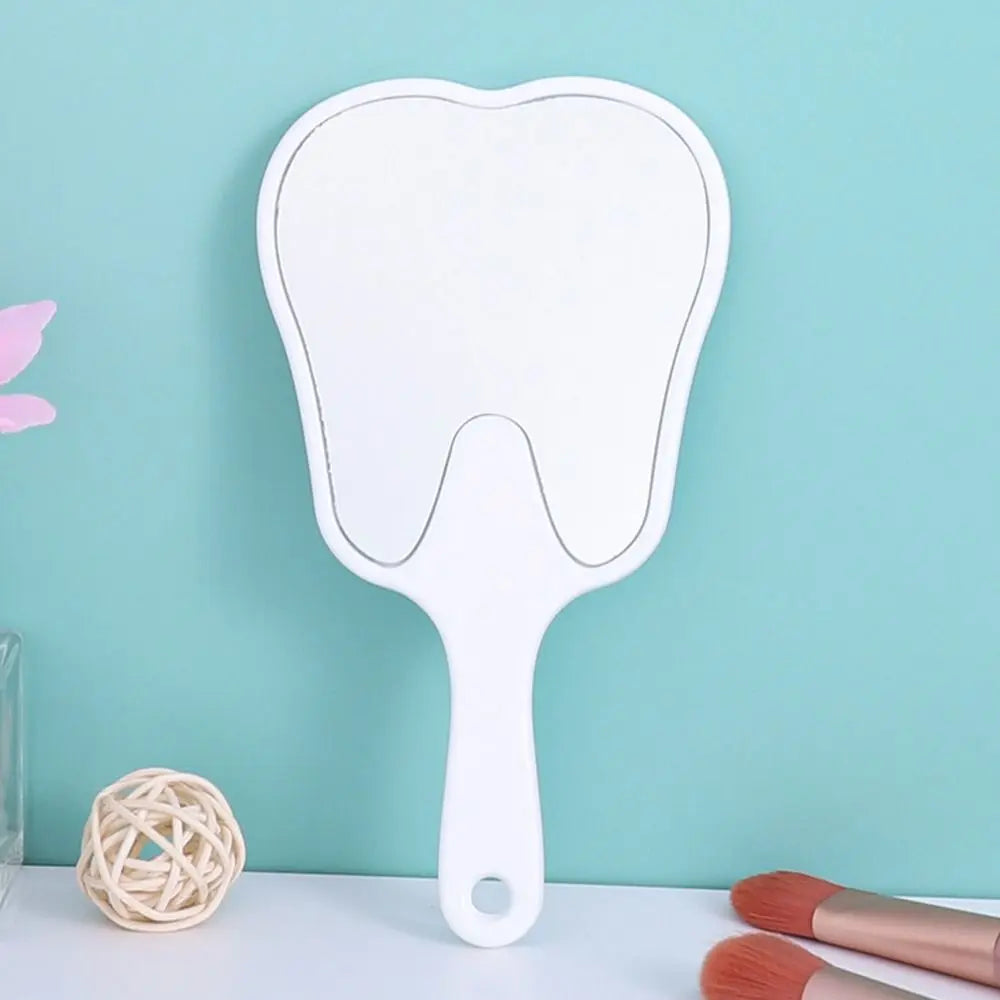 Universal Tooth Shaped Handheld Mirror PVC High Definition Makeup Mirror Dental Mirrors Gift