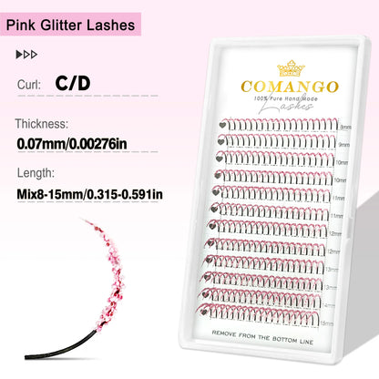 CoMango Shinning Colored Glitter Spikes Eyelash Extension Sliver Purple Blue Pink For Christmas Cosplay Party Makeup