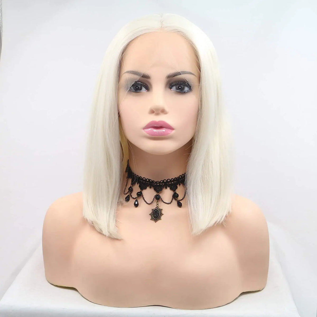 60# Color Synthetic Blonde Lace Front Short Bob Wig for Women Heat Resistant Fiber Straight 14 Inch Hair Wigs