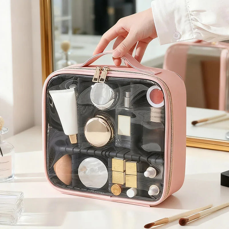 New PU Leather Cosmetic Bag For Women Professional Makeup Case Travel Toiletry Makeup Bag Beauty Nail ToolBox Make Up Handbag