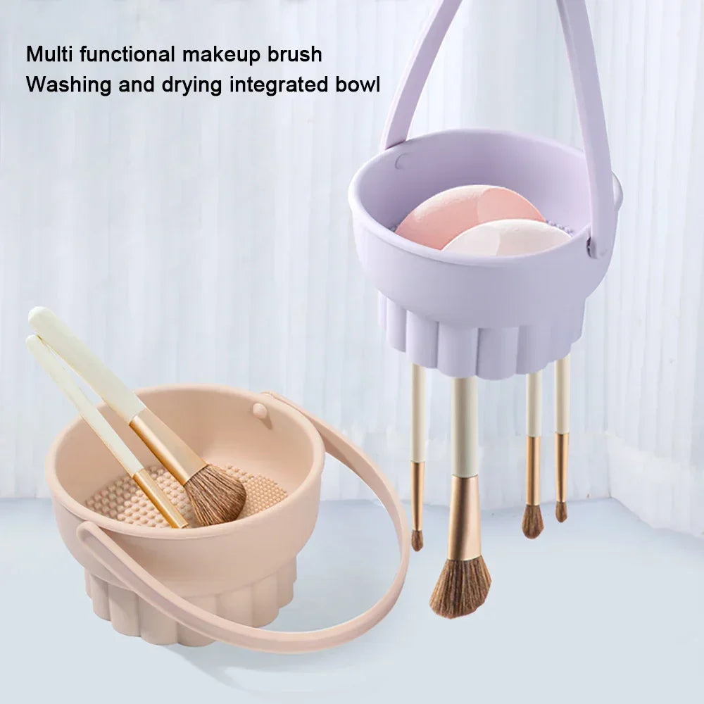 1Pcs Silicone Makeup Brush Washing Bowl Cleaning Box Sponge Powder Puff Washer Beauty Egg Drying Storage Makeup ToolArtifact