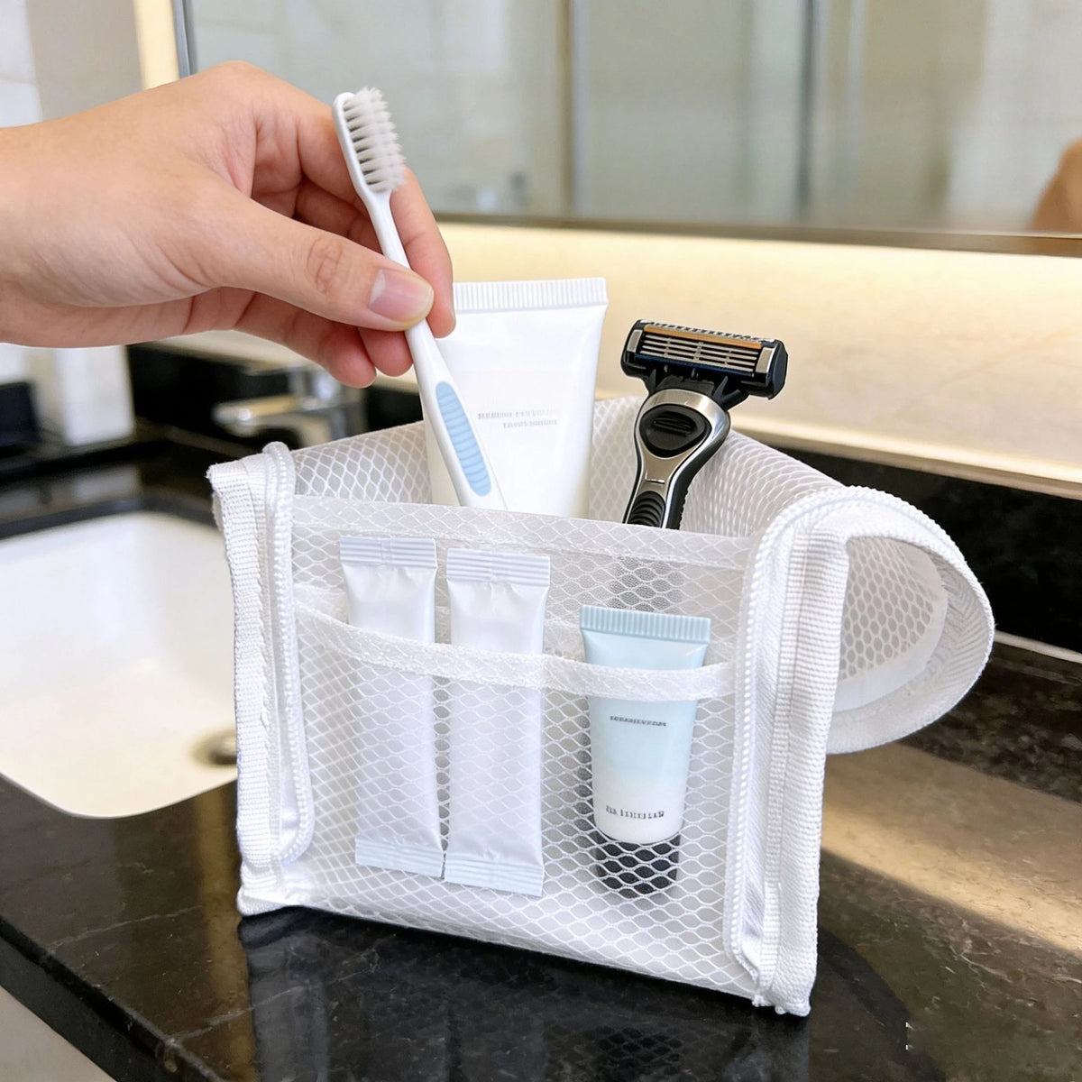 Standing Mesh Toiletry Bag Portable EVA Travel Foldable Toothbrush Cosmetic Organizer Women Bathroom Storage Pouch Сумка