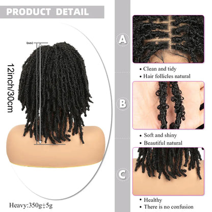 12 Inch Short Synthetic Boho Braided Wigs With Baby Hair Curly Lace Front Wigs for Black Women Box Braiding Wig Natural Looking