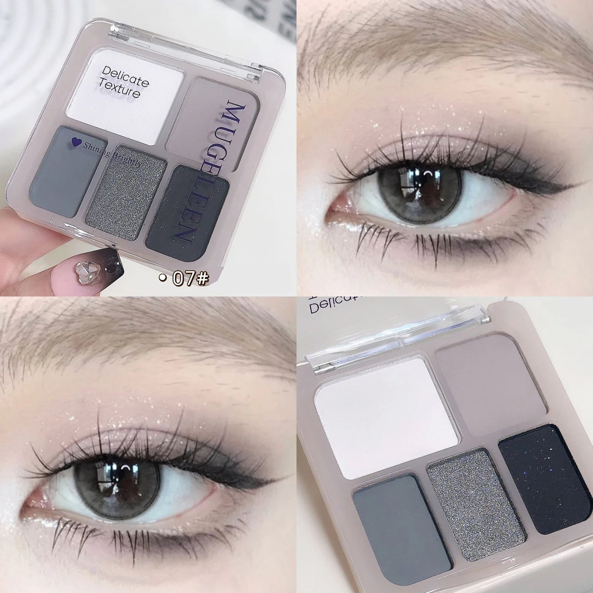 5-Color Punk Smokey Eyeshadow Palette Silvery Black Matte Shimmer Nude Pink Eye Shadow Lasting Halloween Eye Makeup Cosmetics