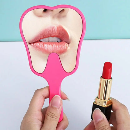 Universal Tooth Shaped Handheld Mirror PVC High Definition Makeup Mirror Dental Mirrors Gift