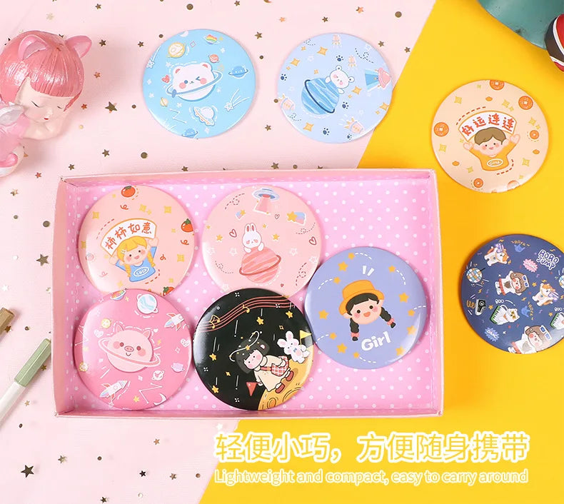 30 Pcs Cartoon Flower Cosmetic Mirror / Sweet Women Makeup Pocket Mini Portable /Nice Party Christmas Gift