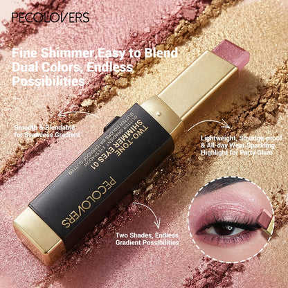 1Pc Dual-Color Eyeshadow Stick, Blendable Eye Color For Daily Makeup, Brown And Pink, Cosmetic Eye Makeup Product