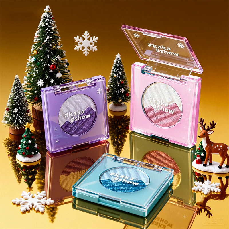 Kakashow Aurora Two Tone Highlighter Long Lasting Brighten Complexion Multi Use for Eye Highlight Contour Ideal Christmas Gift