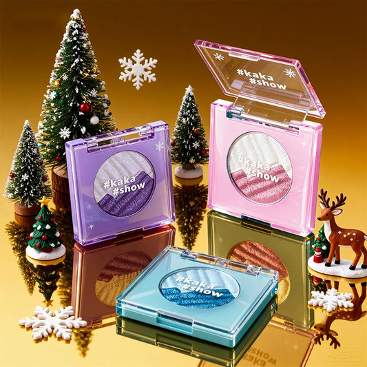 Kakashow Aurora Two Tone Highlighter Long Lasting Brighten Complexion Multi Use for Eye Highlight Contour Ideal Christmas Gift