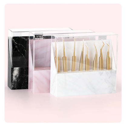 NATUHANA 8 Slots Acrylic Eyelash Extension Tweezers Holder Display Stand Lash Tools Storage Organizer Box Salon Makeup Tools Sup