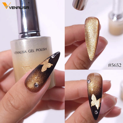 10ml Venalisa Hema Free TPO Free Gel Nail Polish Christmas New Year Soak Off Glitter Red Colors Cat Eye Magnet Nail Gel Polish