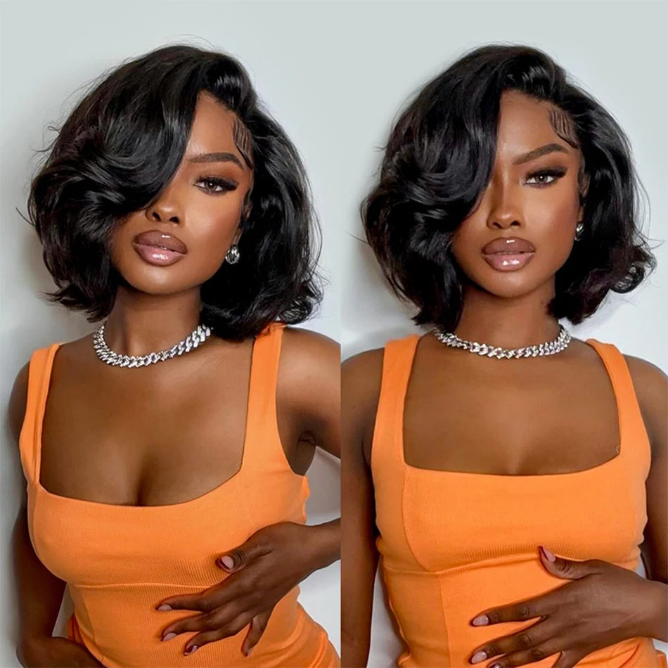 Best Double Drawn Short Bob Wigs Raw Vietnamese Virgin Hair Glueless Body Wave Human Hair Lace Frontal Pre Cut 13x4 Hd Lace Wig