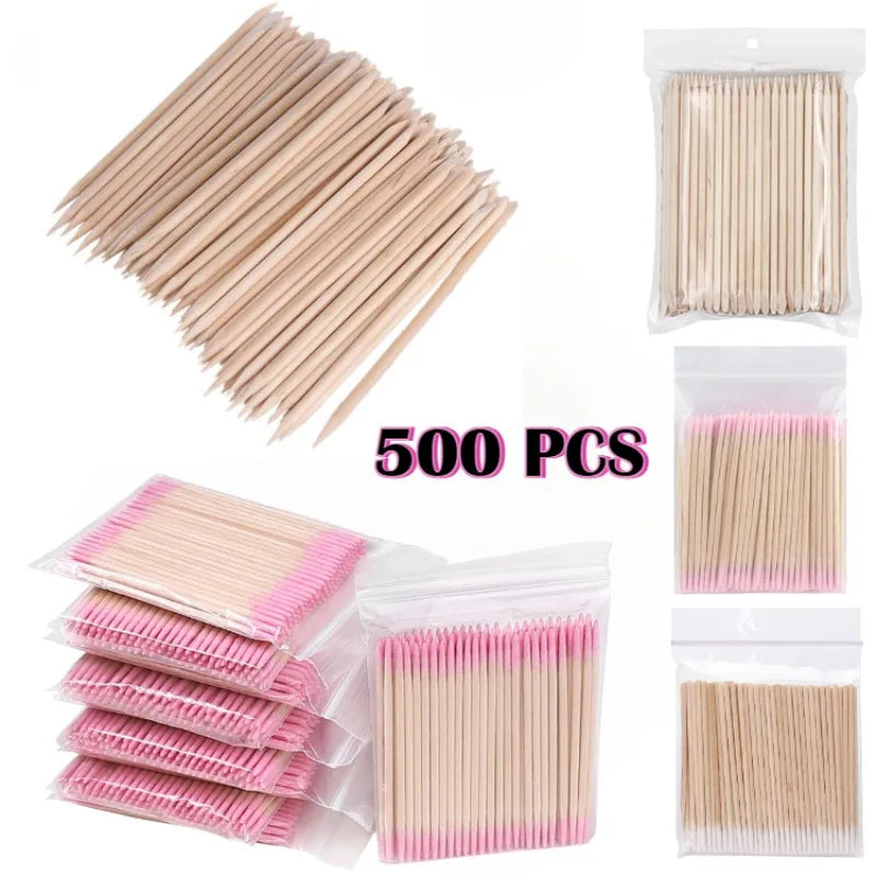 100 500Pcs Orange Wood Nail Sticks Double Head Cuticle Pusher Remover Pedicure Manicure Tools 11.5cm Professional Salon Supplies