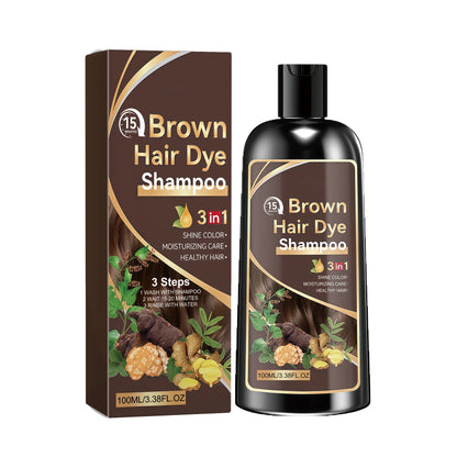 Natural Plant-Based Hair Coloring Shampoo Moisturizing Coverage Gray Hair Long-Lasting Black Color 3 in 1 Black Hair Dye Shampoo