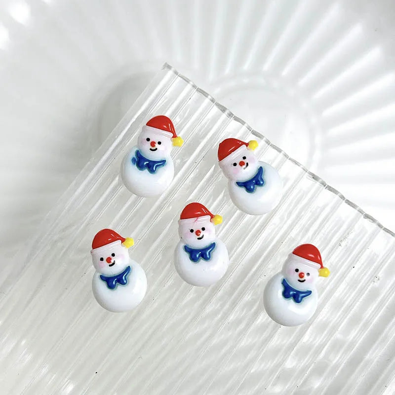 30PCS 3D Cartoon Santa Claus Elk Nail Charms Cute Snowman Dot Christmas Socks Nail Art Decorations for DIY Christmas Style Nails