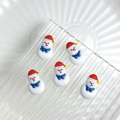 30PCS 3D Cartoon Santa Claus Elk Nail Charms Cute Snowman Dot Christmas Socks Nail Art Decorations for DIY Christmas Style Nails