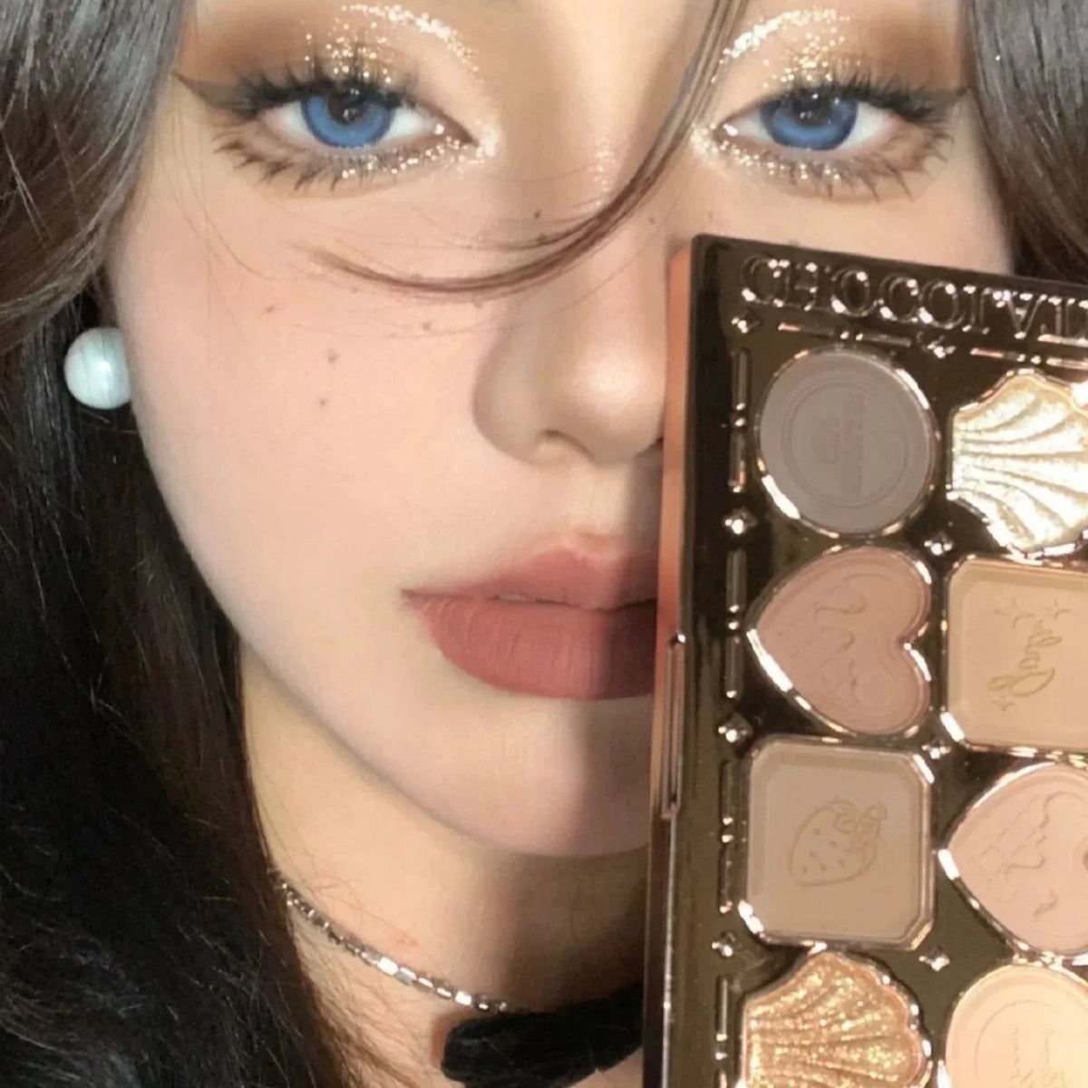 Flower Knows Makeup Eyeshadow Chocolate Wonder-Shop Glitter Matte Eye Shadow Palette 8-Color Eye Vegan Makeup Cosmetics