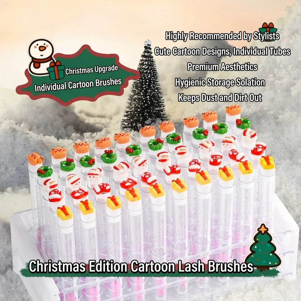 20-Pack Christmas Women Micro Spoolies Ultra-Fine Eyelash & Eyebrow Brushes Lash Extension Wand Comb Makeup Brushes Eyebrow Comb