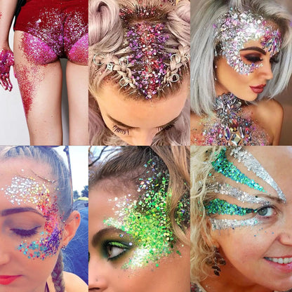 Christmas Sequins Decorative Body Cream Luminous Holographic Multicolor UV Chunky Glitter Gel Paste Palette