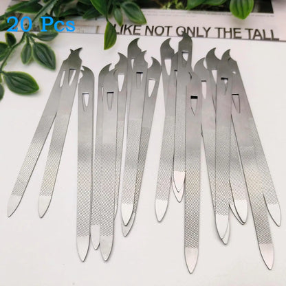 10/20Pcs Metal Nail File,Stainless Steel Nail File with Curved Sharp Pointed Tip Double Sided Manicure Pedicure Toenails Tools