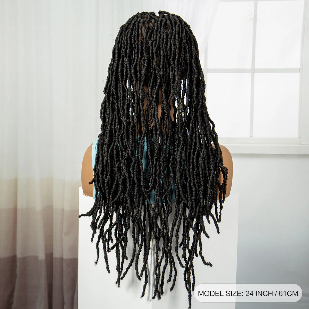 24Inch Full Lace Locs Braided Wigs with Baby Hair Lace Frontal Synthetic Braids Wigs for Black Women Natural HD Lace Braids Wigs