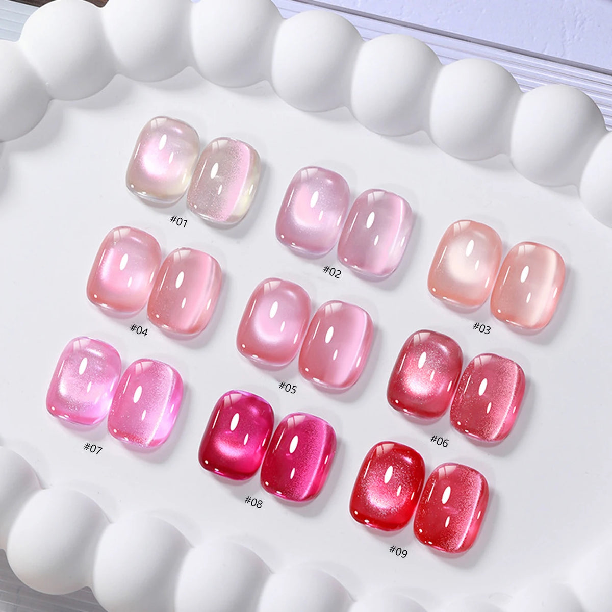 MIANEL 2026 Summer Trend Nude Pink Cat Eye Gel Nail Polish Soft Brightening Transparent Peach Pink with Glass Bead