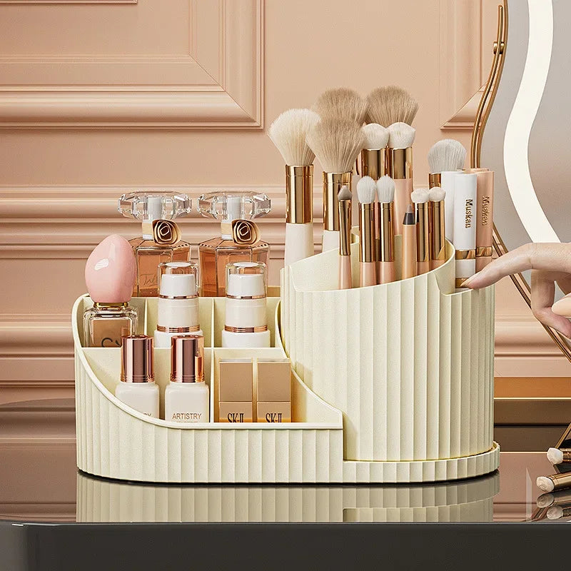 360° Rotatable Cosmetic Organizer Lipstick Makeup Brush Holder Desktop Cosmetic Display Cabinet for Dresser Living Room