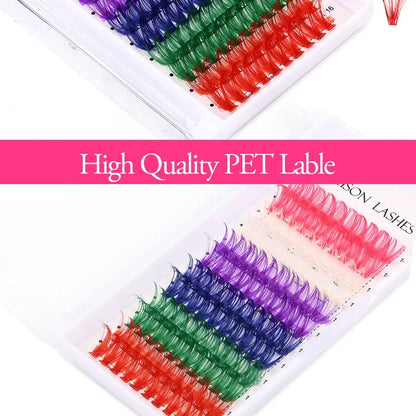 ARISON 12 Rows Mixed Colored Cluster Lashes 20D/40D Festival Halloween Party DIY Segmented Beam Individual Mink Eyelashes