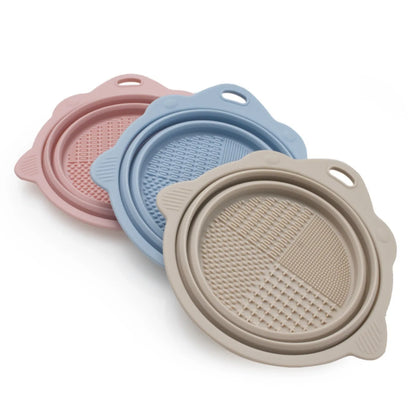 Multi-functional Silicone Makeup Brush Cleaning Bowl Powder Puff Beauty Washing Scrubber Pad with Folding Brush Holder