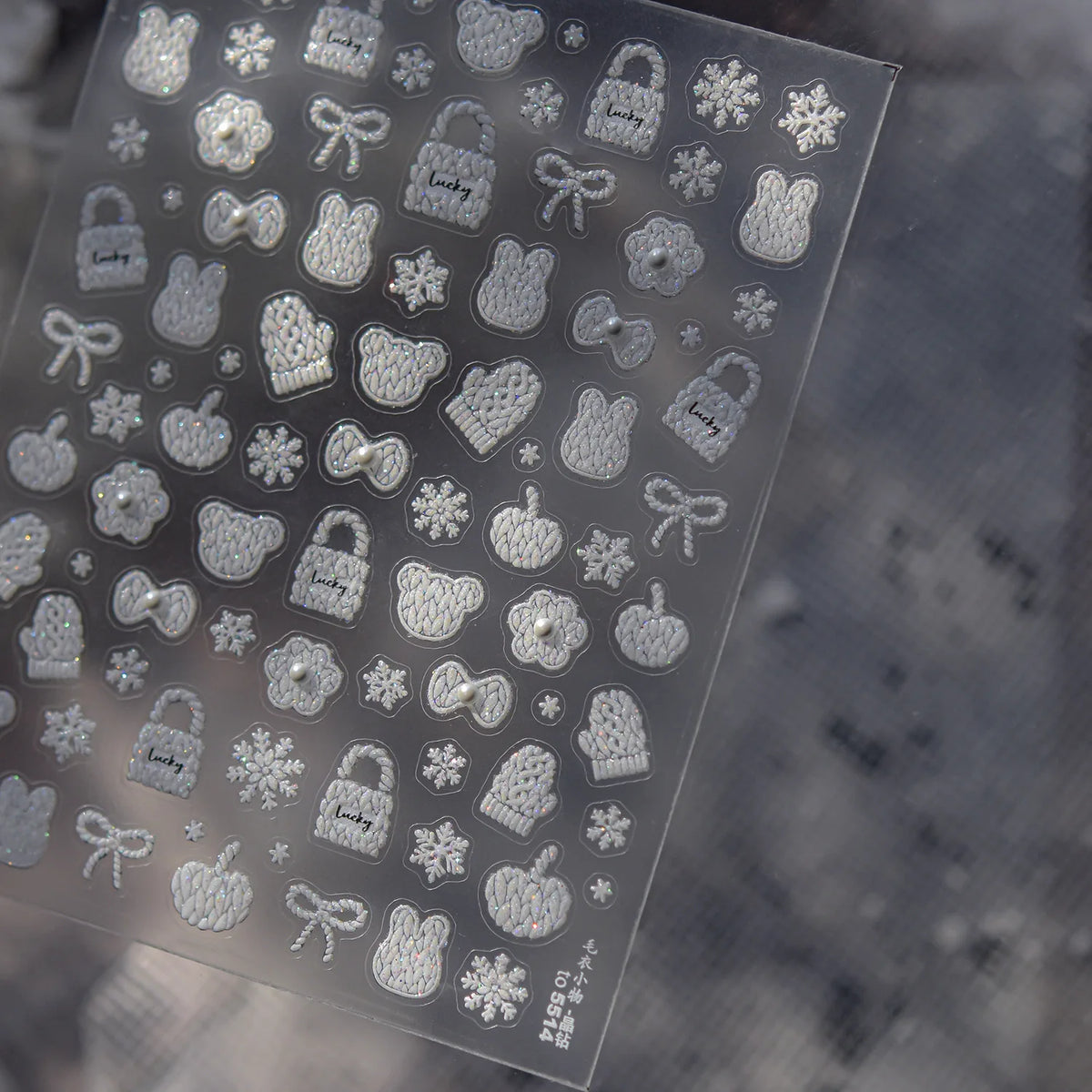 White Snowflake Red Bowknot Nail Art Sticker Adhesive High Quality Winter DIY Nail Art Decal Foil Decoration