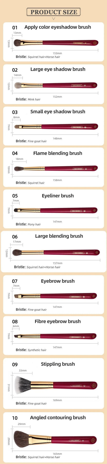 CHICHODO Luxury Makeup Brush All Kinds of Animal Hair Makeup Brush Professional Beauty Brush Soft High Quality Cosmetics Tool