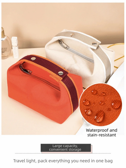 Trendy Large Capacity Cosmetic Storage Bag Portable Handheld Makeup Pouch Canvas Travel Storage Bag Cosmetic Storage