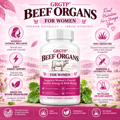 Beef Organs Supplement - Hormone Balance, Supports Women's Overall Health, Energy & Wellbeing, Promote Cellular Energy,Vitality
