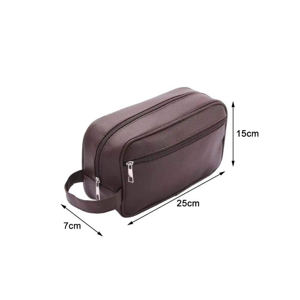 New Large Capacity Men Cosmetic Bag Travel PU Leather Zipper Makeup Bags Storage Pouch Cosmetics Organizer Toiletry Bag