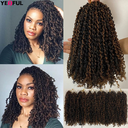 1-6 Packs Yanky Twist Crochet Hair 12"Pre-twisted Natural Black Kinky Mini Spring Twist Small Curly Senegalese Twist Hair Braids