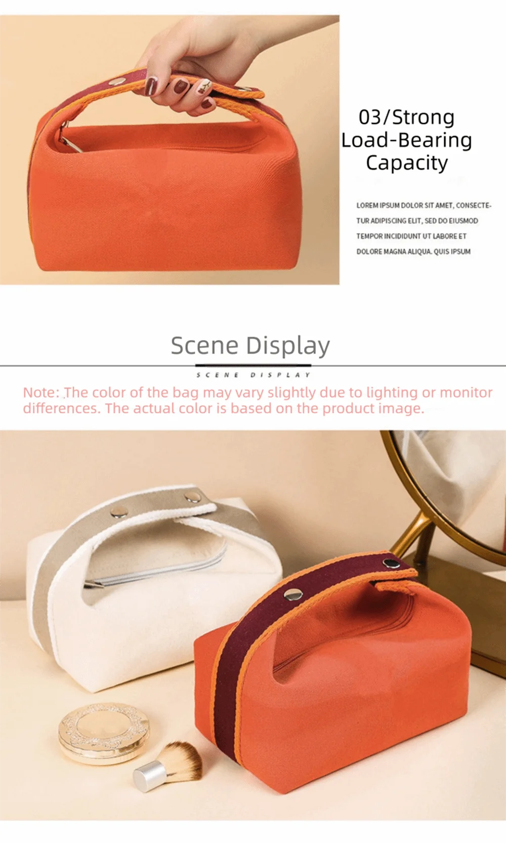 Trendy Large Capacity Cosmetic Storage Bag Portable Handheld Makeup Pouch Canvas Travel Storage Bag Cosmetic Storage