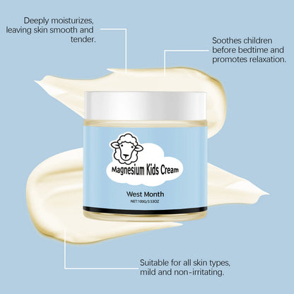 Kids Magnesium Sleep Cream with Lanolin, Soothing & Moisturizing Body Lotion, Lightweight Bedtime Skin Care