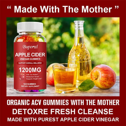 Apple Cider Vinegar Gummies 1200MG - Digestive Health Support Relieves Bloating and Constipation Burns Fat and Controls Weight
