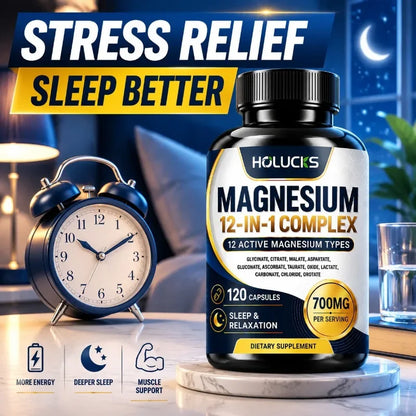 Magnesium Complex Supplement, Support Muscle, Bone & Joint Health, Improve Sleep Quality, Calm Mood, Boost Energy & Nerve Health