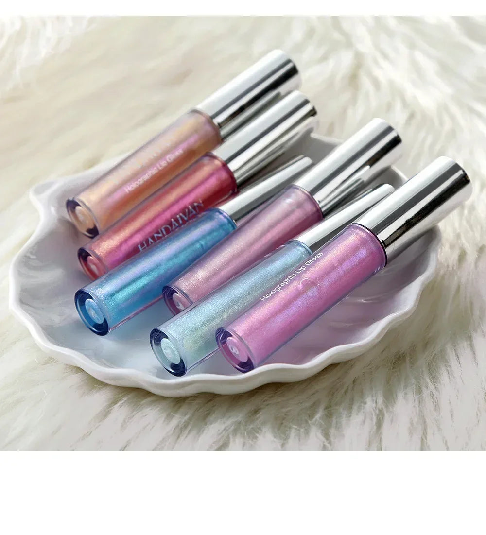 6 Colors Glitter Liquid Lip Gloss Tint Laser Holographic Lipstick Mermaid Glitter Lip Gloss Not Fading Lasting Lip Tint Cosmetic